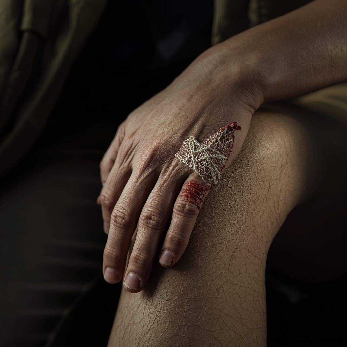 Bandaged dog bite injury on person’s arm