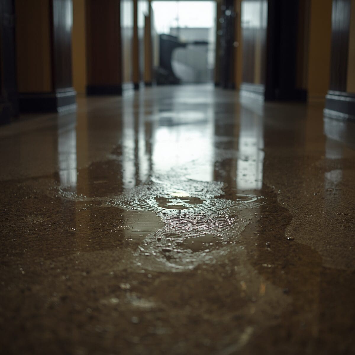Wet floor hazard causing slip and fall accident